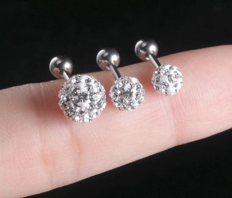 Minimalist Solid Color Stainless Steel Inlay Artificial Diamond Ear Studs 1 Piece