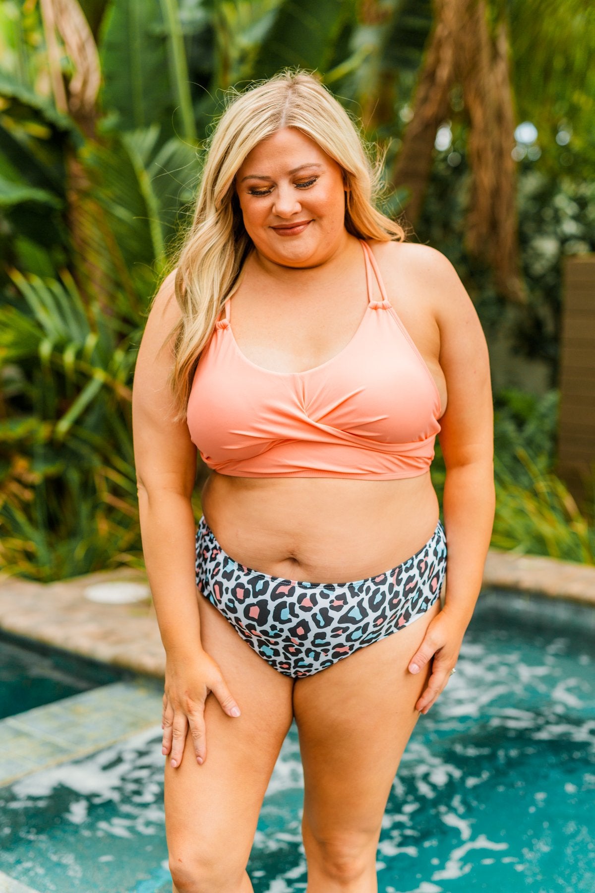 Bask In The Sun Mid-Rise Swim Bottoms- Multi-Color Leopard