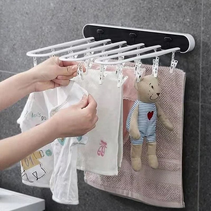 Multi-Clip Hanging Clothes Rack