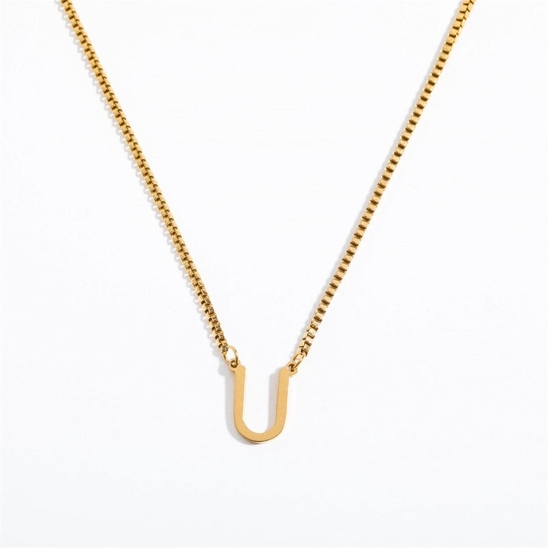 201 Stainless Steel 304 Stainless Steel Gold Plated Minimalist Letter Pendant Necklace