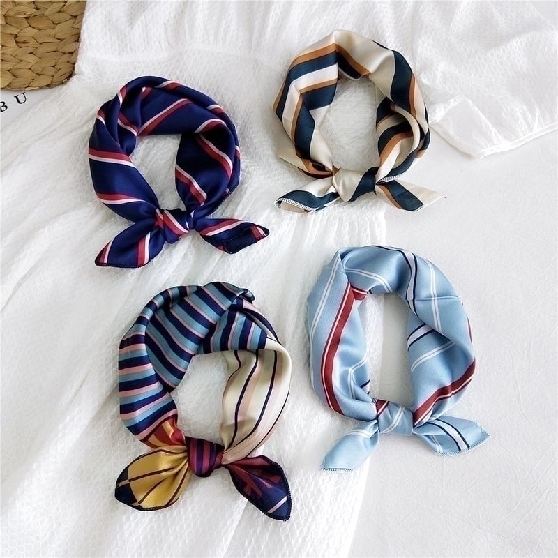 Women's Sweet Color Block Polyester Printing Silk Scarf