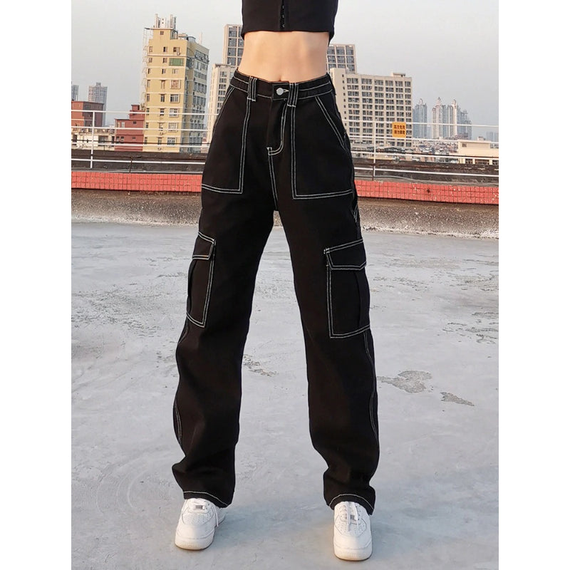Patchwork Streetwear Baggy Jeans For Women