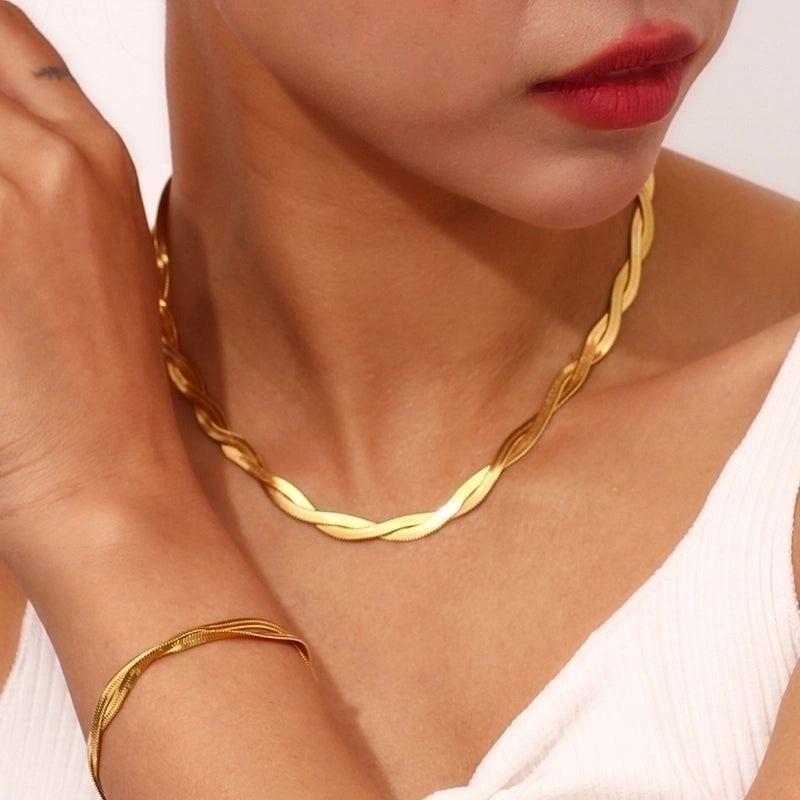 Minimalist Solid Color 304 Stainless Steel 18K Gold Plated Plating Necklace