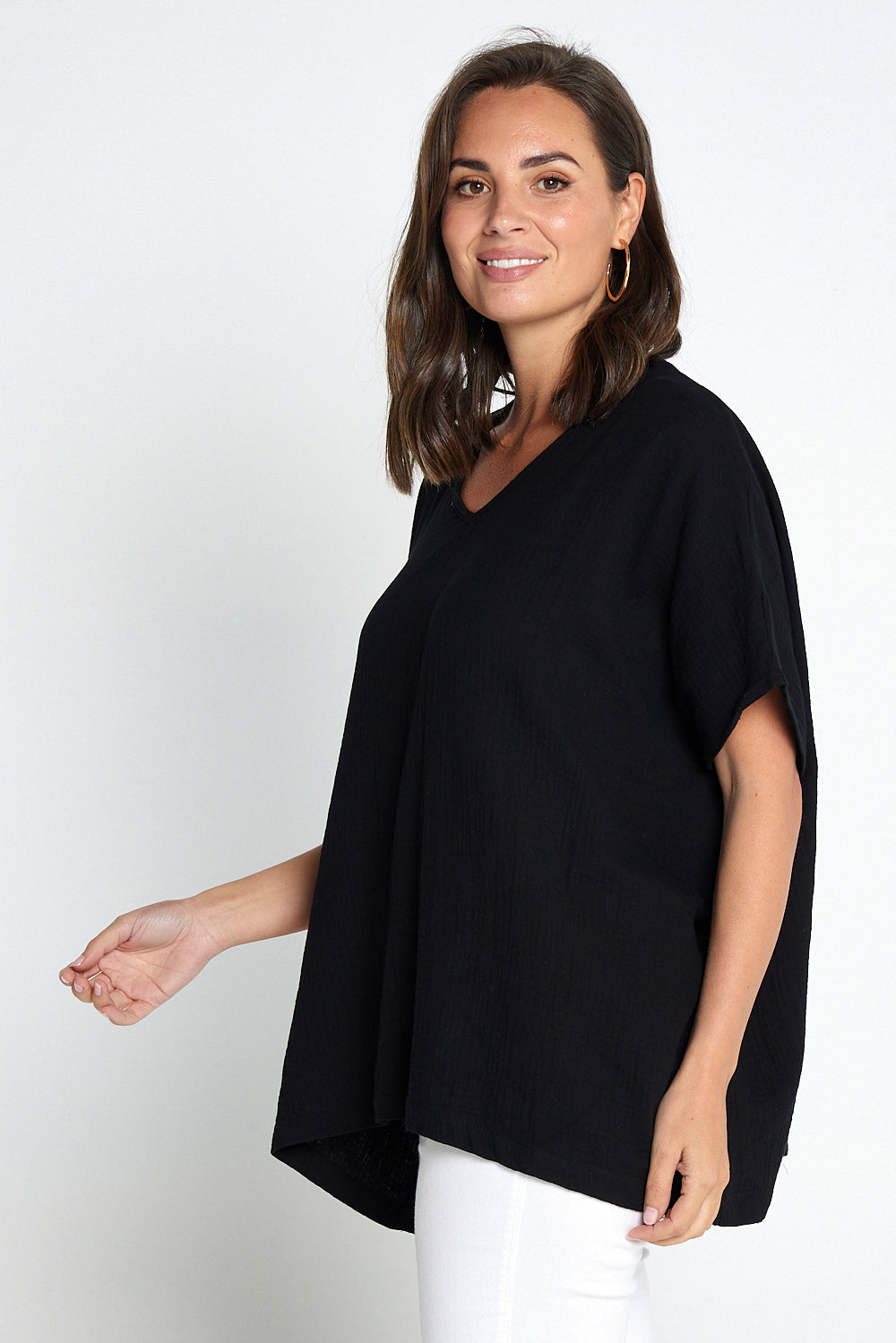 Fiji Cotton Muslin Top - Black