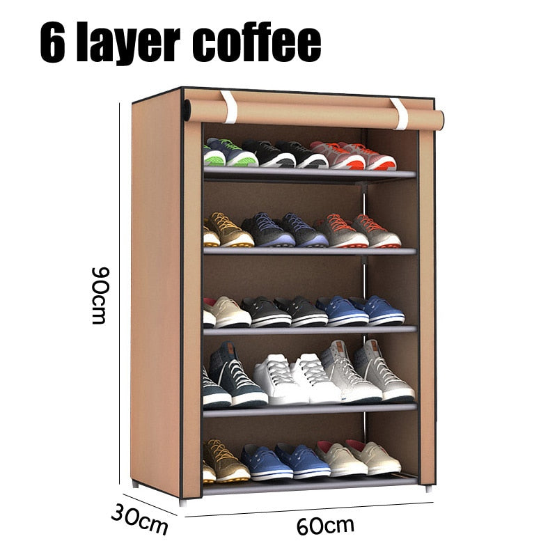 5 Layer Storage Shoe Rack with Wardrobe Cover