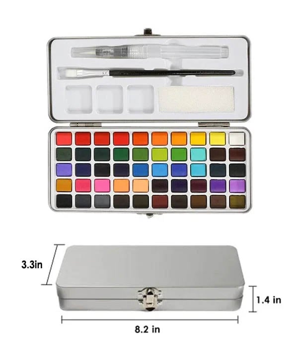 Premium Watercolor Set Of 50 With Brush