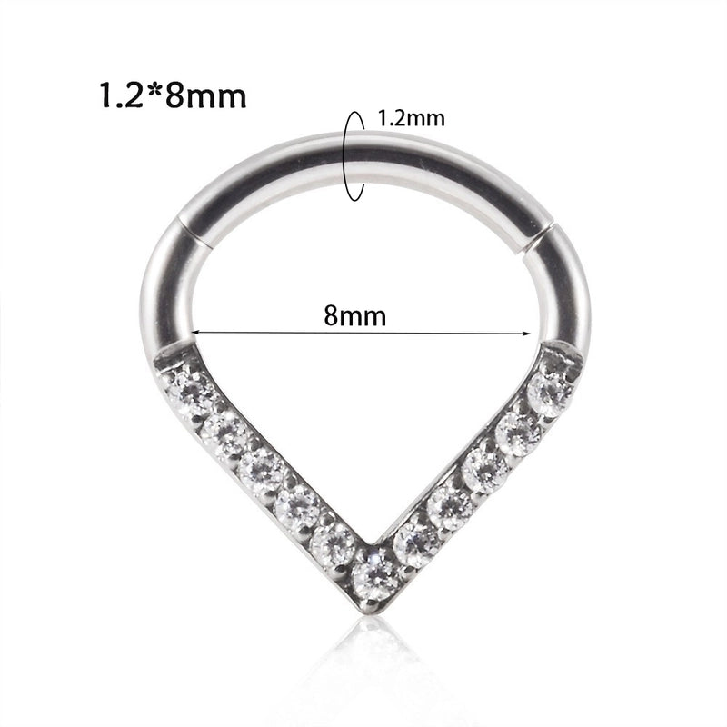 2 Pieces Nose Rings & Studs Fashion Moon Water Droplets G23 Titanium Stainless Steel Zircon Inlay Rhinestones Zircon