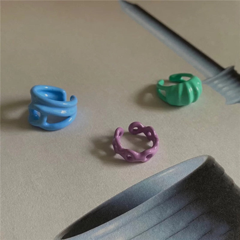 Hand-painted Solid Color Irregular Rings