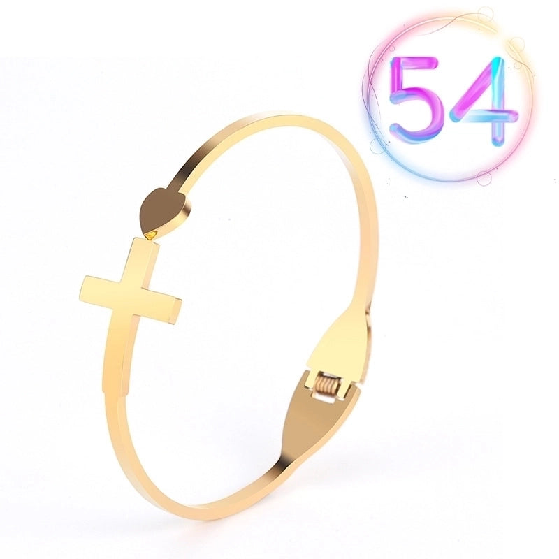 2 Pieces Fashion Geometric Stainless Steel Plating Zircon Bangle