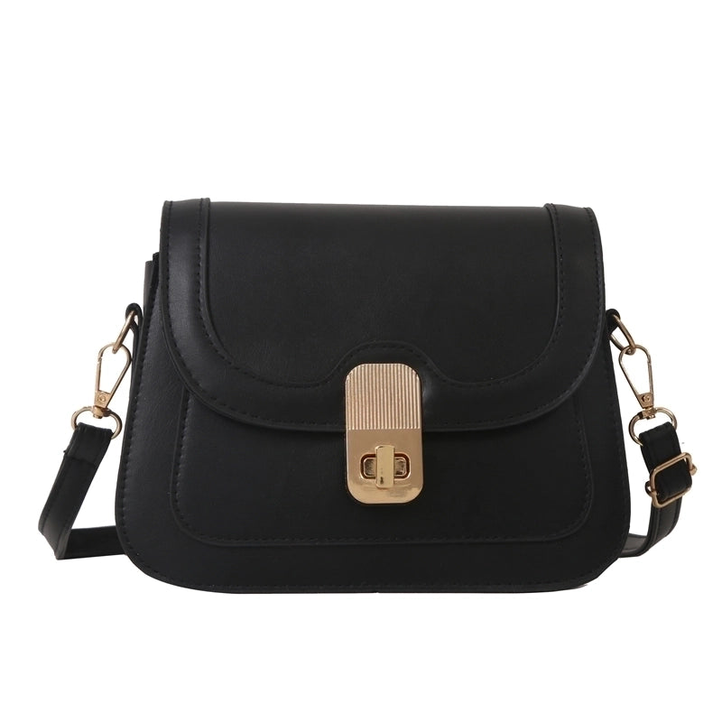 Women's Pu Leather Solid Color Elegant Square Flip Cover Crossbody Bag