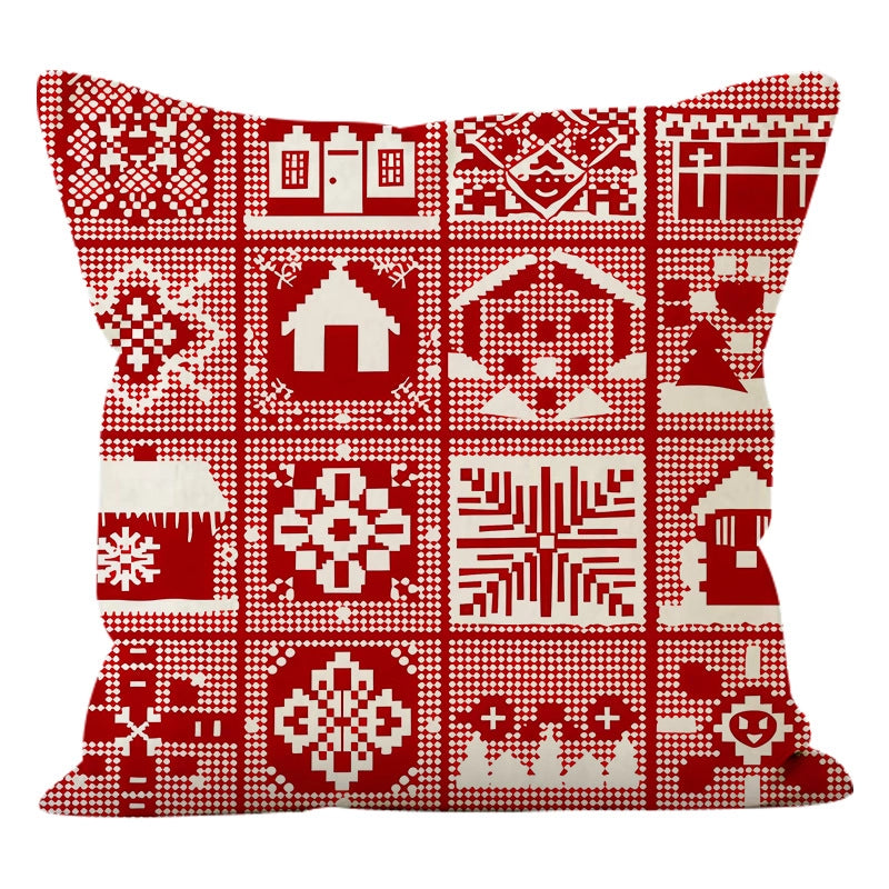 Christmas Classic Style Printing Christmas Tree Heart Shape Linen Pillow Cases Couch & Sofa Decor