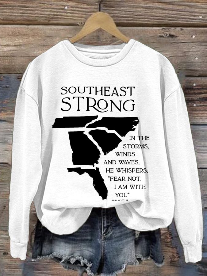 Women's Southeast Strong Hurricane Helene Print Round Neck Sweatshirt