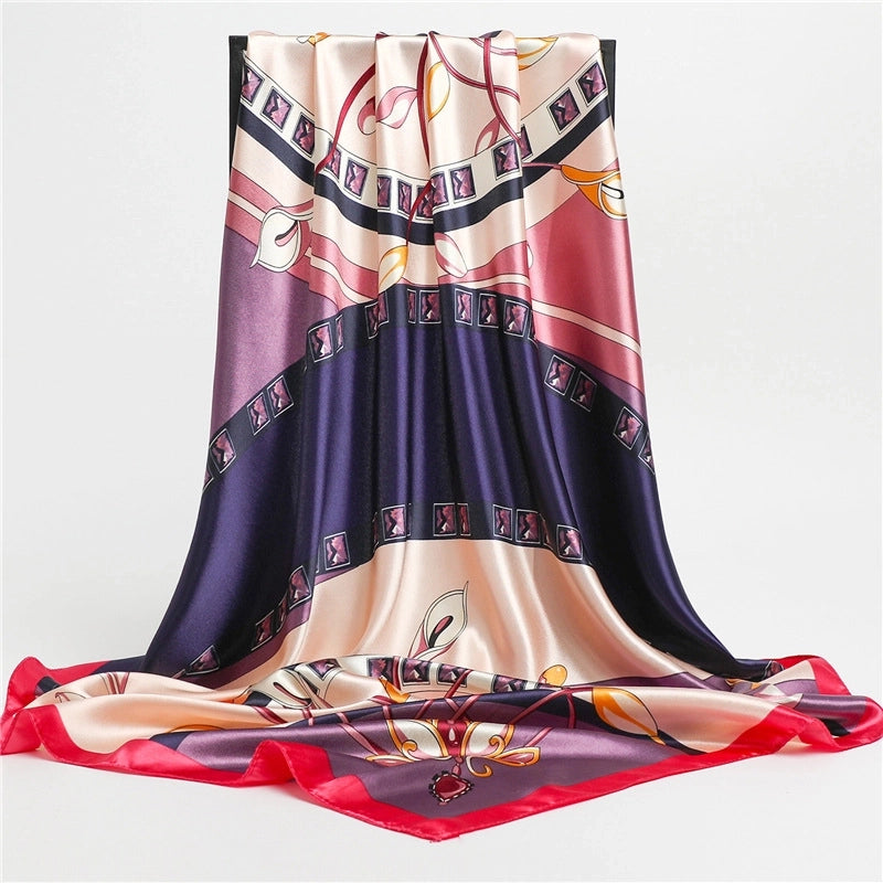 Women's Minimalist Printing Polyester Printing Silk Scarf