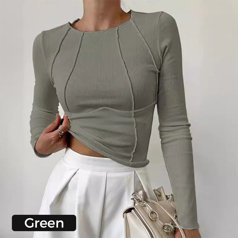 🍃Solid Color Round Neck Slim Knit Top
