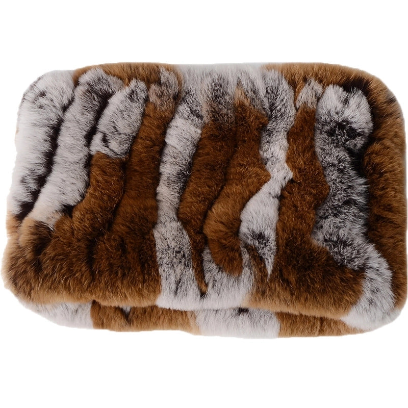 Rex Rabbit Hair Woven Scarf Warm Elastic Turtleneck Neck Set Rex Rabbit Hair Scarf Women's Winter Fur Scarf Turtleneck