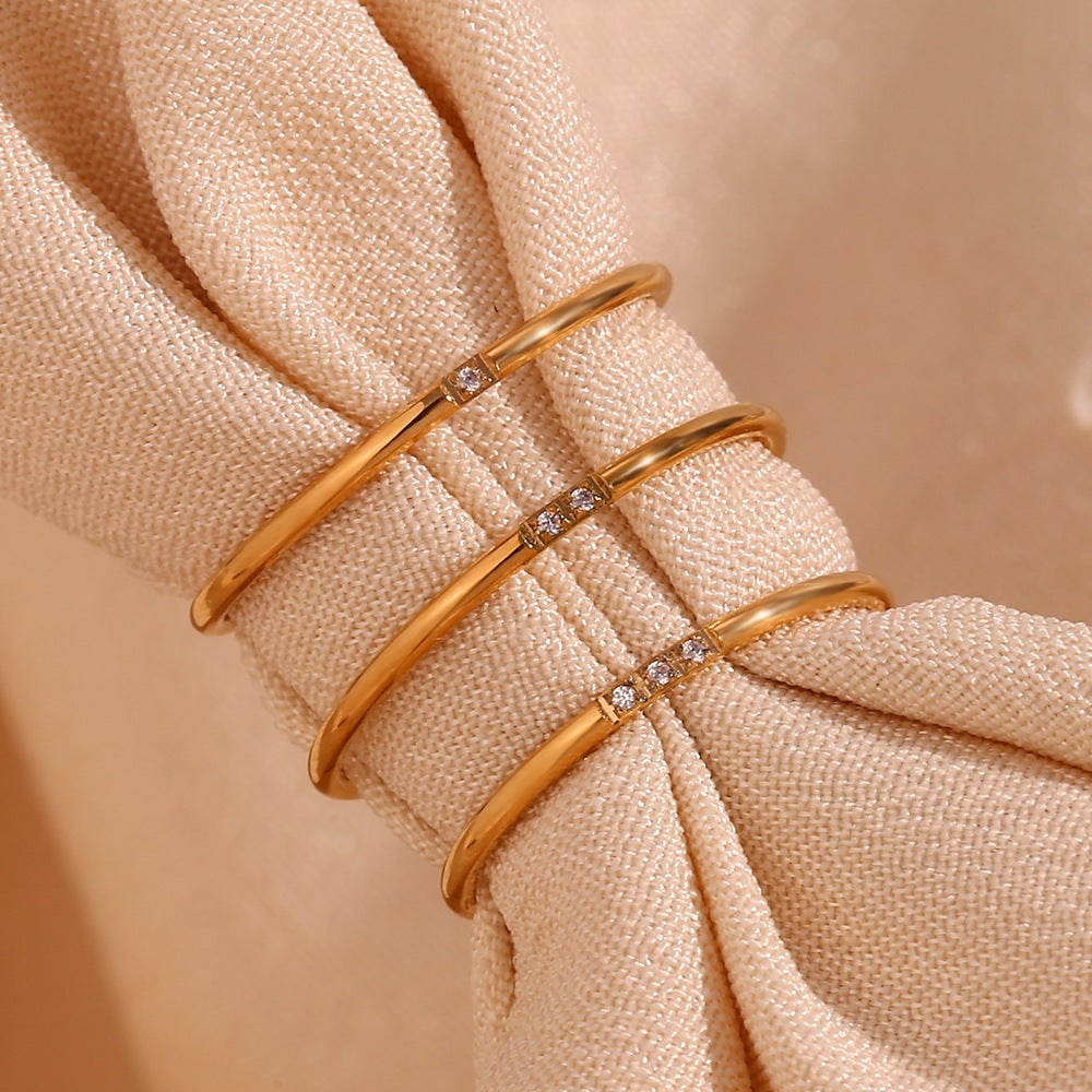 Minimalist Women Circle Geometric Stainless Steel 18K Gold Plated Rings
