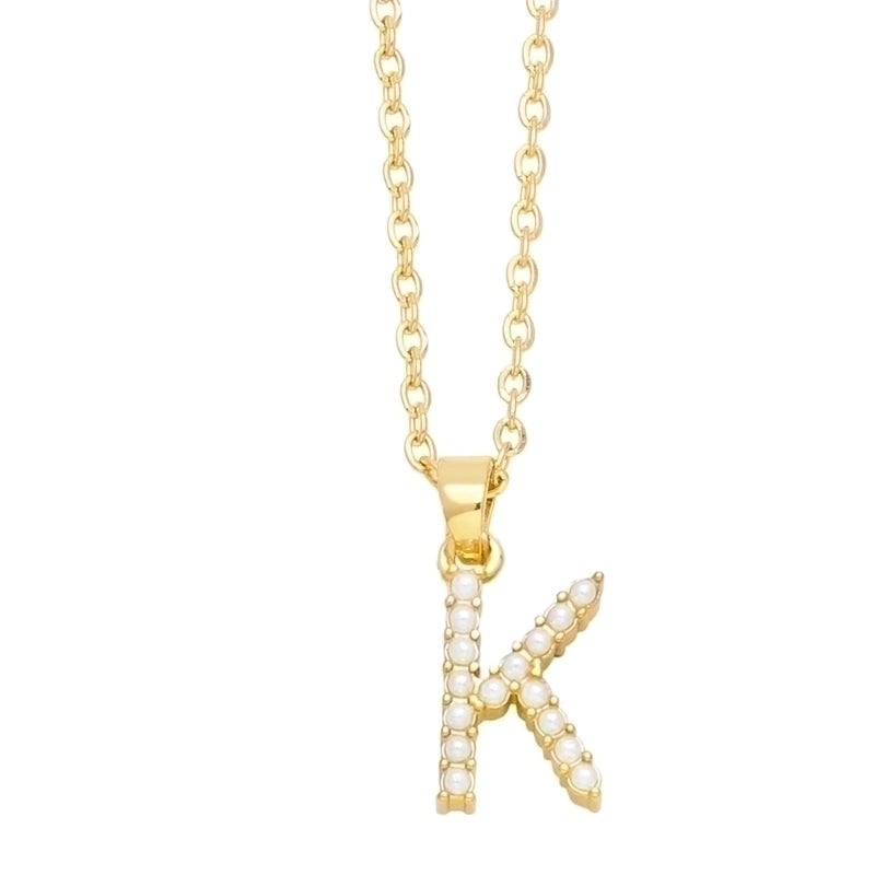 Minimalist Letter Copper Inlay Anti-pearl Necklace