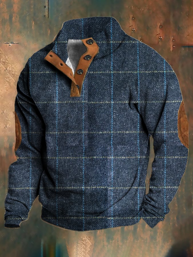 Men's Retro Casual Woolen Printed Sweatshirt
