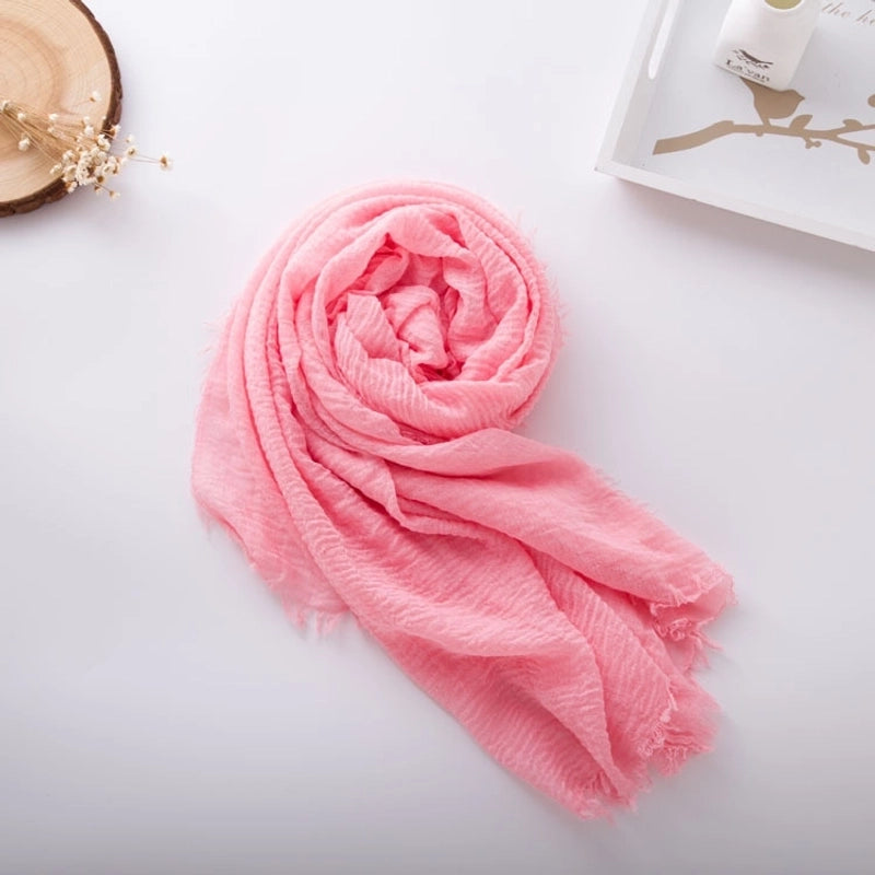 Women's Elegant Lady Minimalist Solid Color Cotton And Linen Scarf