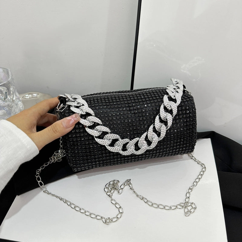 Black A Silver A Gold A Polyester Solid Color Sewing Thread Cylindrical Evening Bags