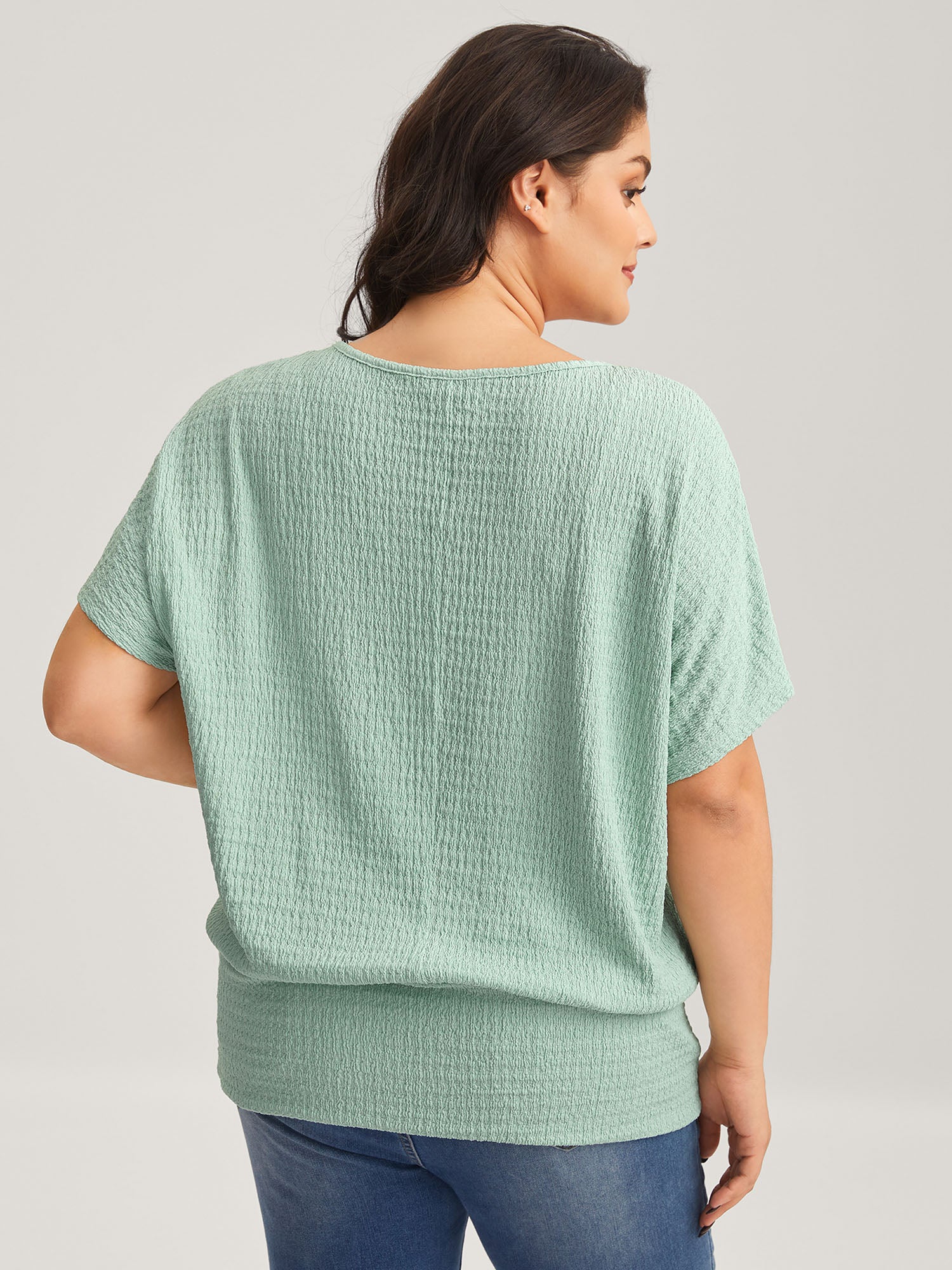 Textured Relaxed Fit Dolman Sleeve T-Shirt