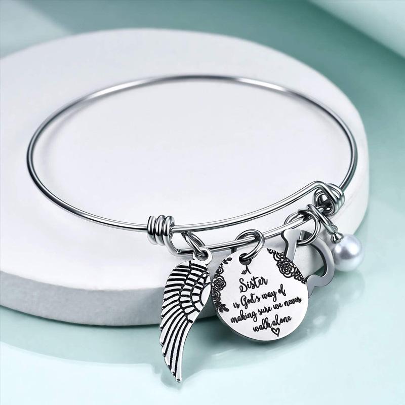 Sister Bracelets Expandable Charm Bangles Christmas Birthday Gifts for Sister Friends