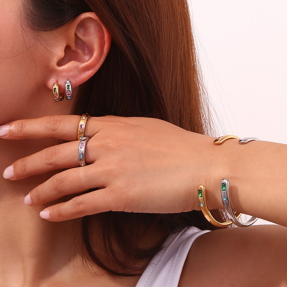 Fashion Circle Cloud Star Stainless Steel 18K Gold Plated Jewelry Sets