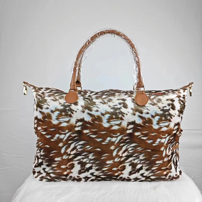 Unisex Large Polyester Geometric Vintage Style Streetwear Square Zipper Travel Bag