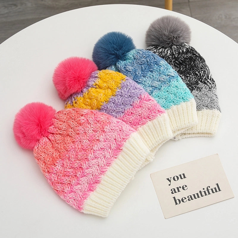 Girl's Cartoon Style Sweet Minimalist Color Block Wool Cap
