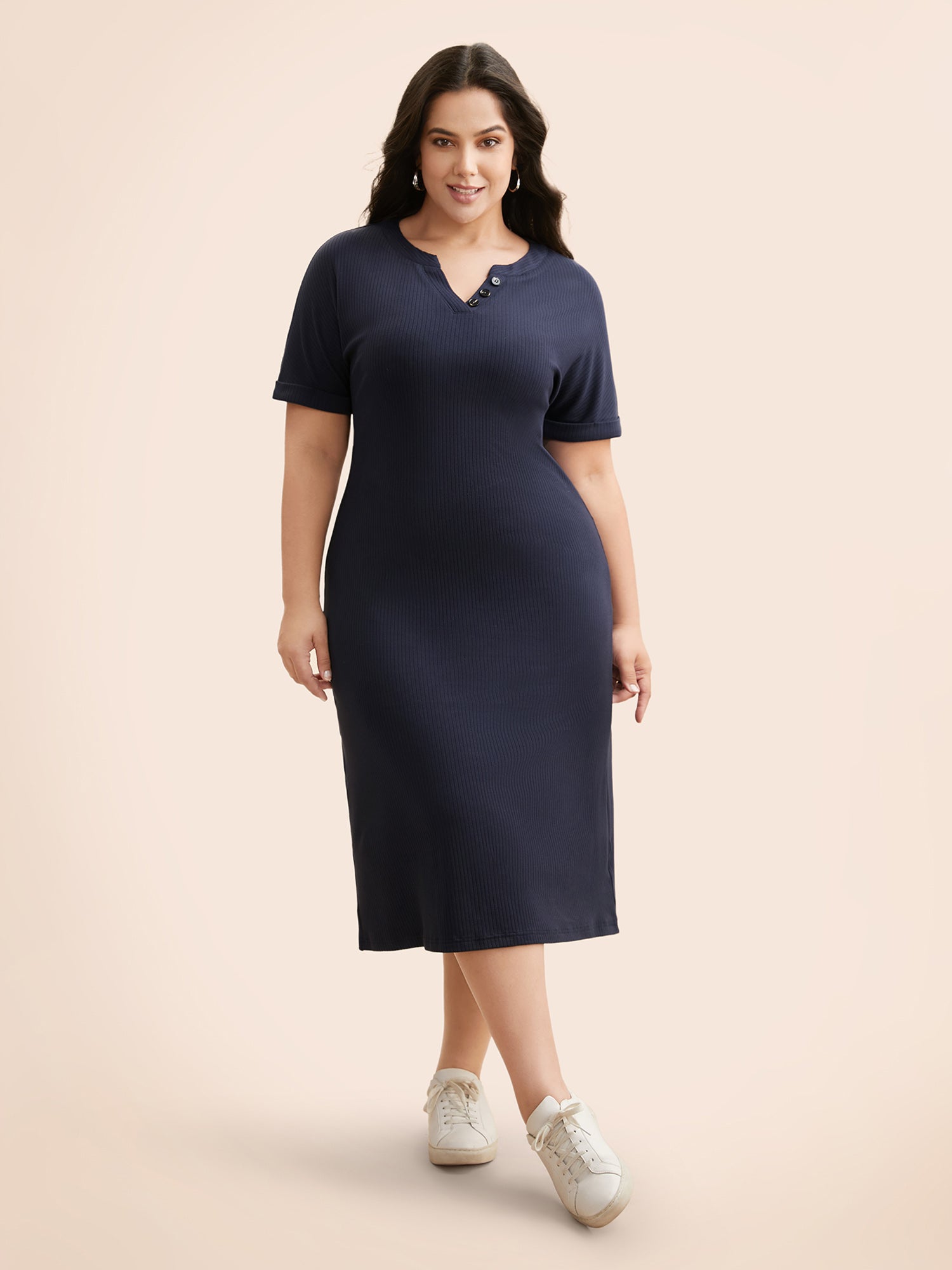 Supersoft Essentials Notched Neck Midi Dress