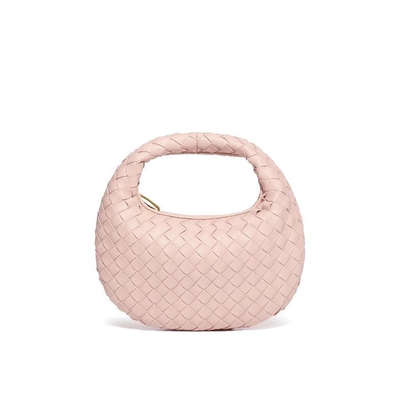 Women's Small Pu Leather Solid Color Streetwear Round Zipper Handbag