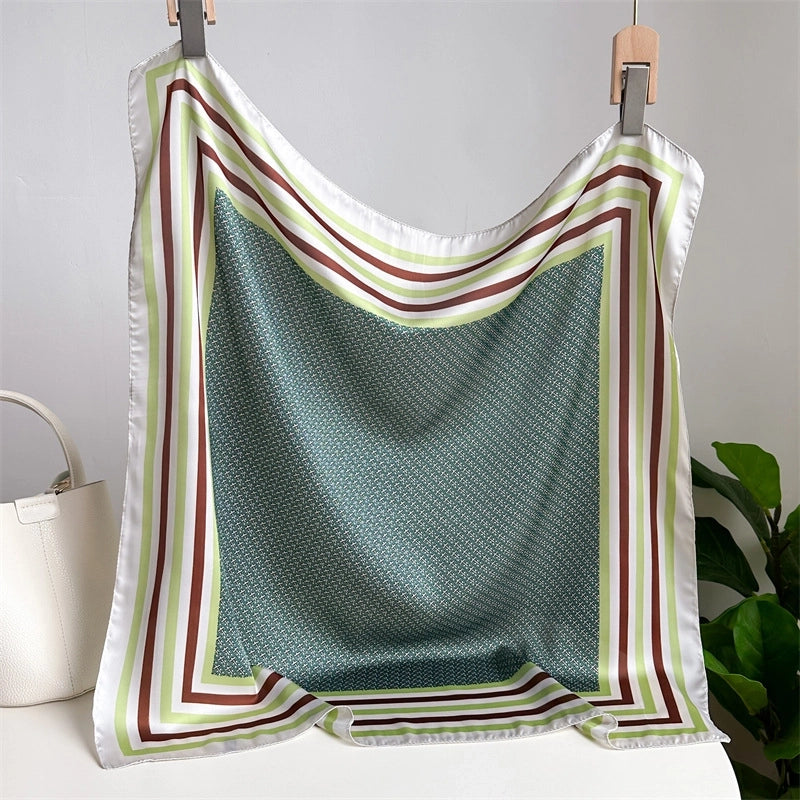 Unisex Casual Minimalist Stripe Flower Polyester Satin Printing Silk Scarf