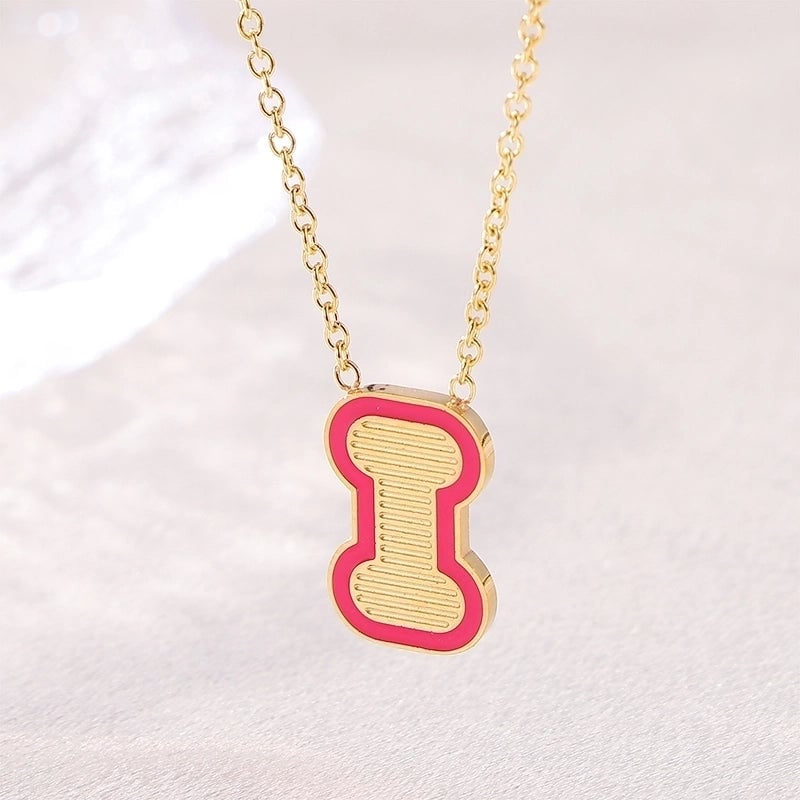 Sweet Minimalist Artistic Letter Stainless Steel Enamel Plating Pendant Necklace