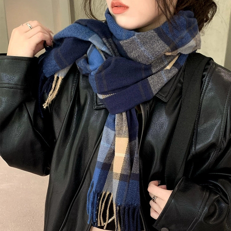 New Ladies Autumn And Winter Cashmere Scarf Fashion Plaid Shawl Warm Cold Scarf