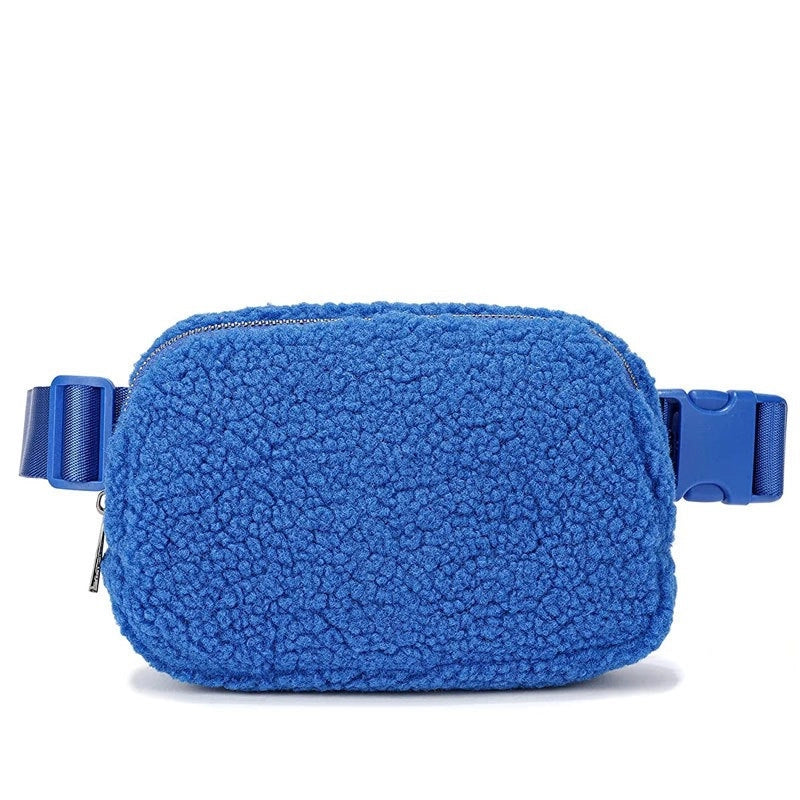 Winter Lambswool Waist Bag Sports Chest Bag Messenger Bag Outdoor Sports Bag Unisex Versatile