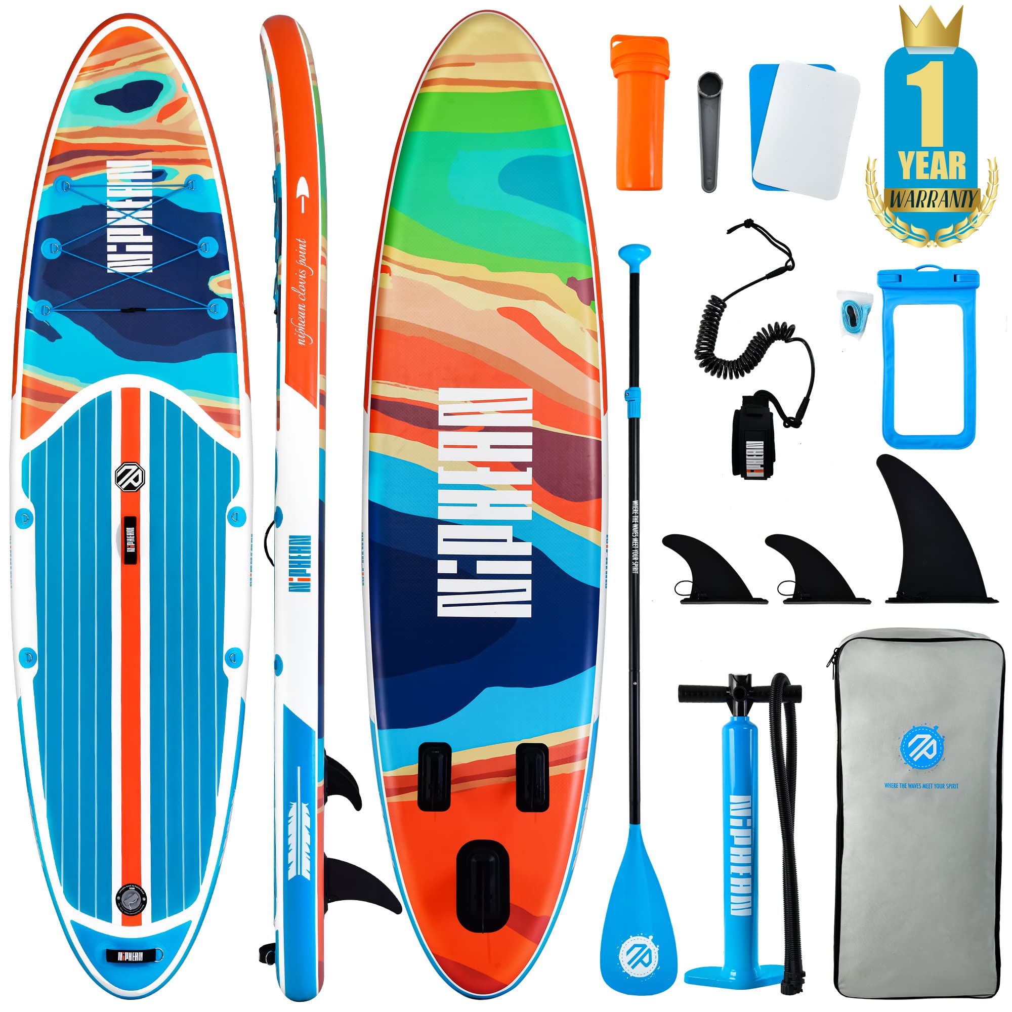 Inflatable Stand Up Paddle Board with SUP Accessories, Non-Slip EVA Deck, 10'6 Inch Inflatable Paddle Board