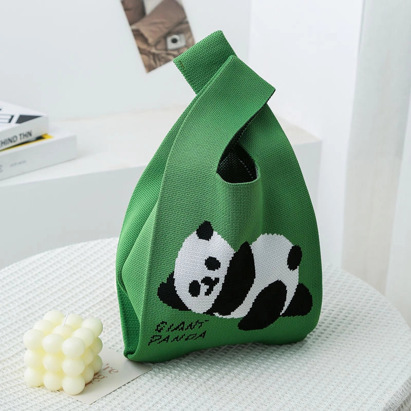 Women's Small Knit Color Block Streetwear Square Open Shoulder Bag