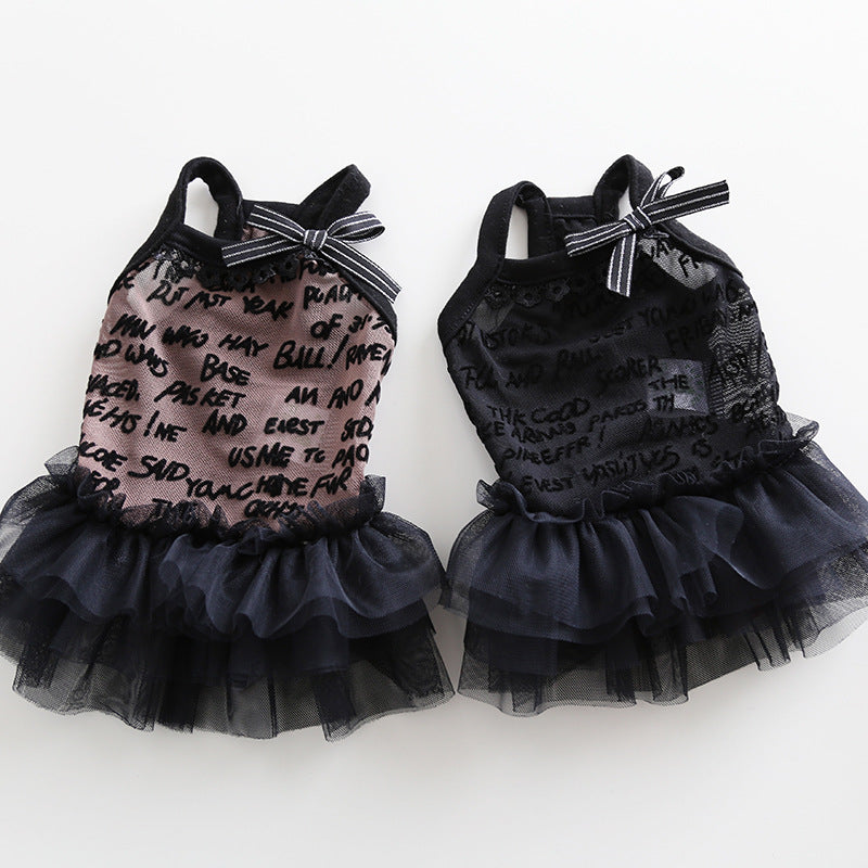 Sweet Letter Printed Lace Dog Cat Dress