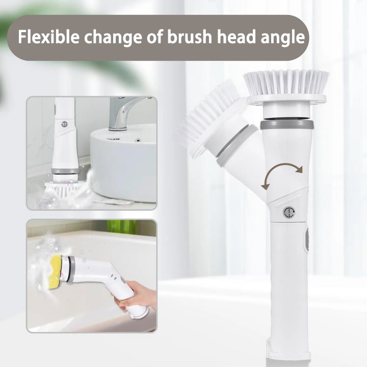 Multifunction Electric Spin Cordless Scrubber with 6 Replaceable Brush Heads