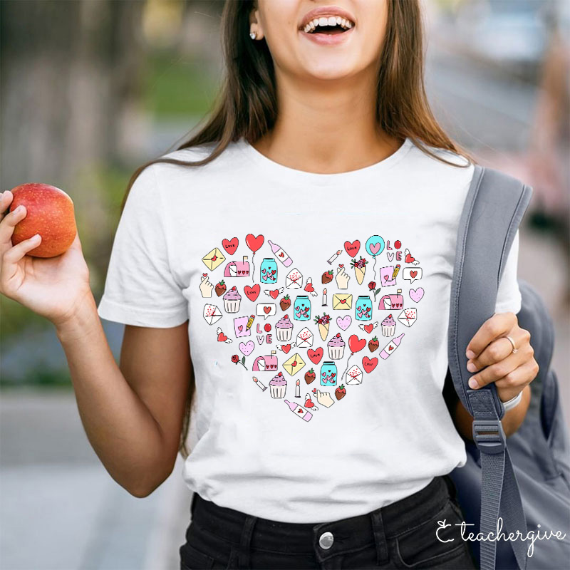 Valentine Heart Teacher T-Shirt