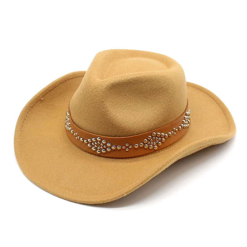 Tibetan Style Top Hat Curved Eaves Autumn And Winter Cashmere Felt Hat American Western Cowboy Hat Spring And Autumn Men's And Women's Groom Studio Hat
