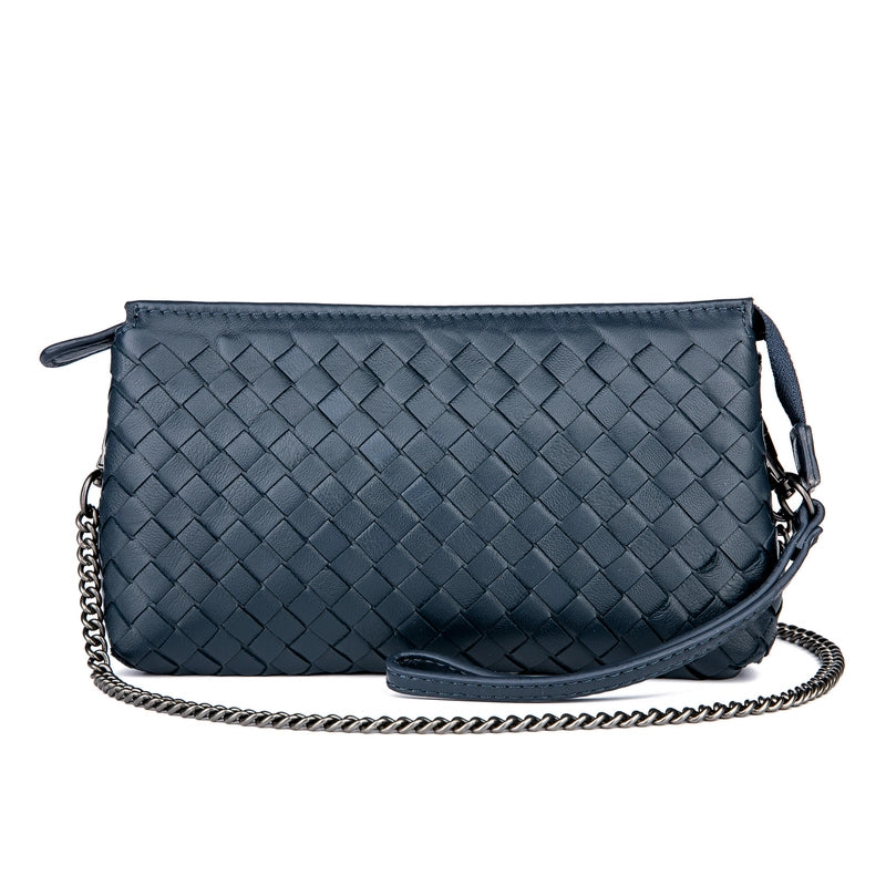 Women's Medium Leather Solid Color Vintage Style Classic Style Weave Square Zipper Crossbody Bag