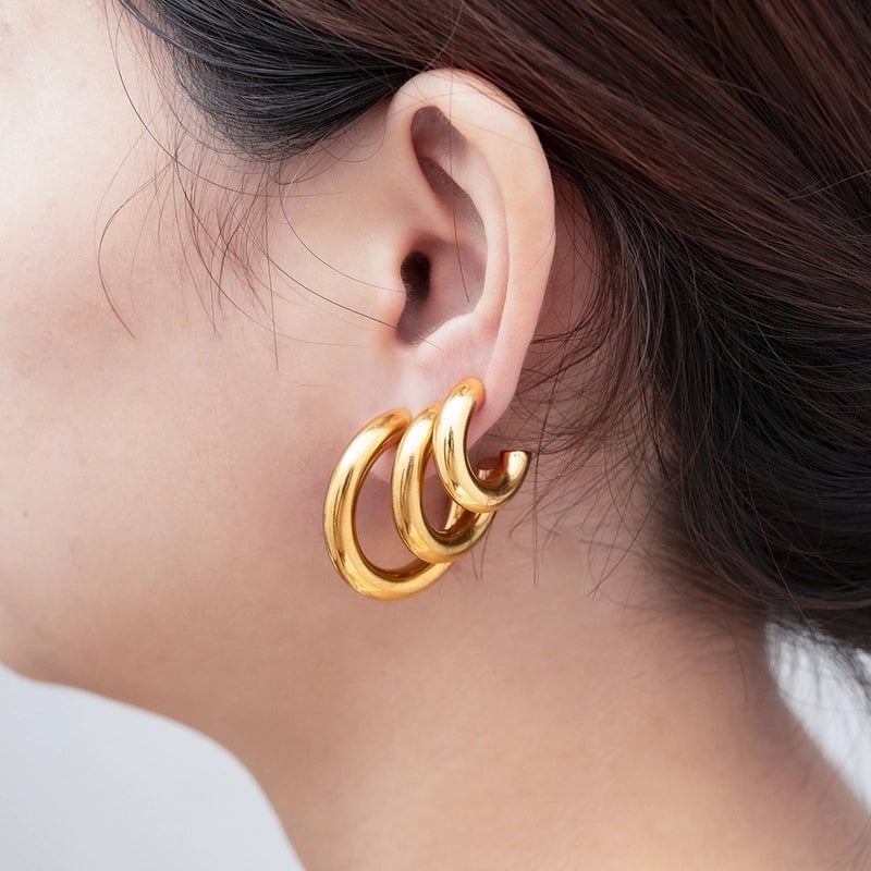 1 Pair Fashion C Shape Plating 201 Stainless Steel 18K Gold Plated Ear Studs