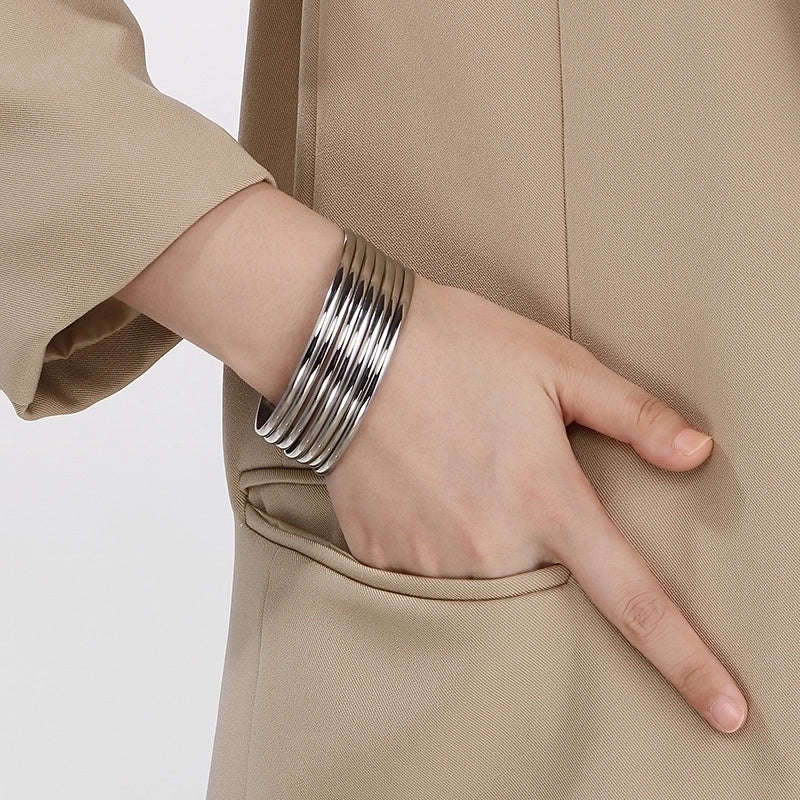Minimalist Solid Color 304 Stainless Steel 18K Gold Plated Bangle In Bulk