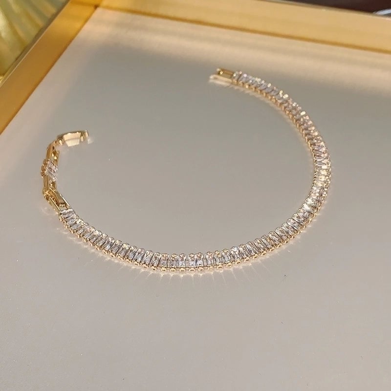 Sweet Heart Shape Bow Knot Key Copper Plating Inlay Zircon Bracelets