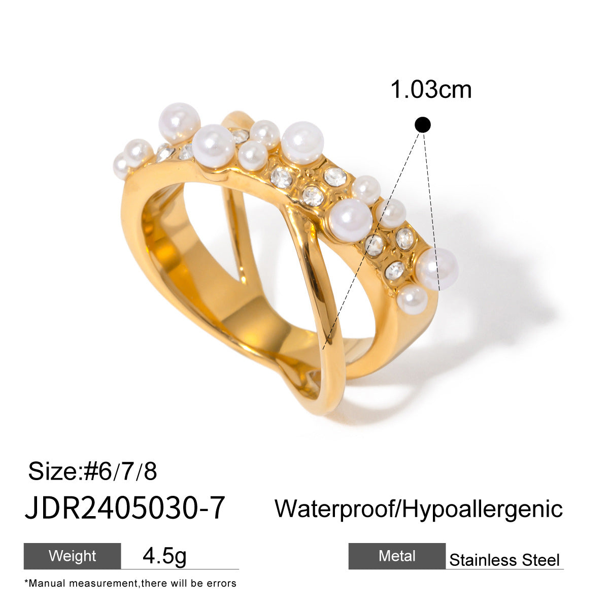 Titanium Steel Pearl Ring Jewelry Stainless Steel Rings