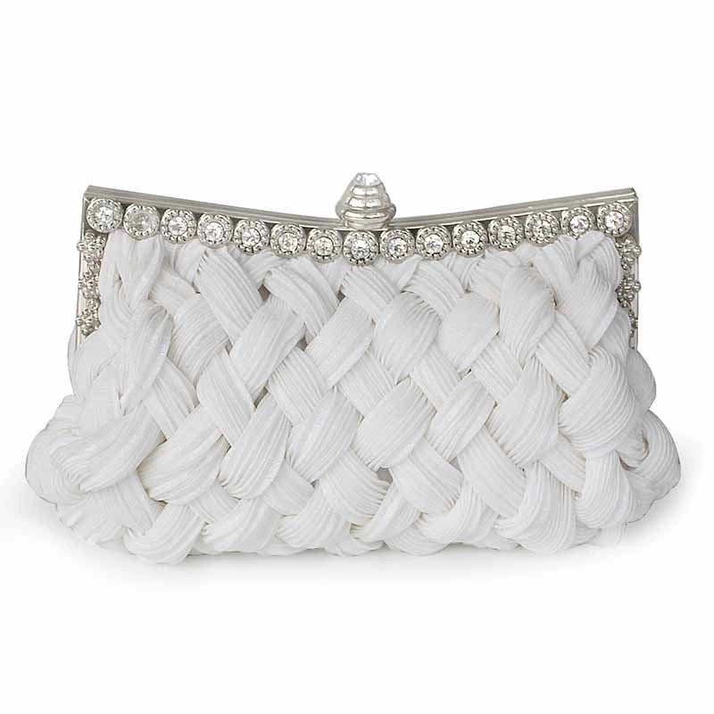 White Red Purple Polyester Solid Color Rhinestone Dumpling Shape Evening Bags