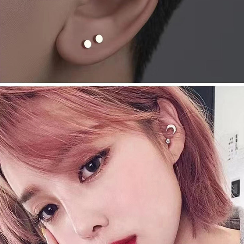 1 Pair Minimalist Moon Heart Shape Plating 304 Stainless Steel 18K Gold Plated Ear Studs
