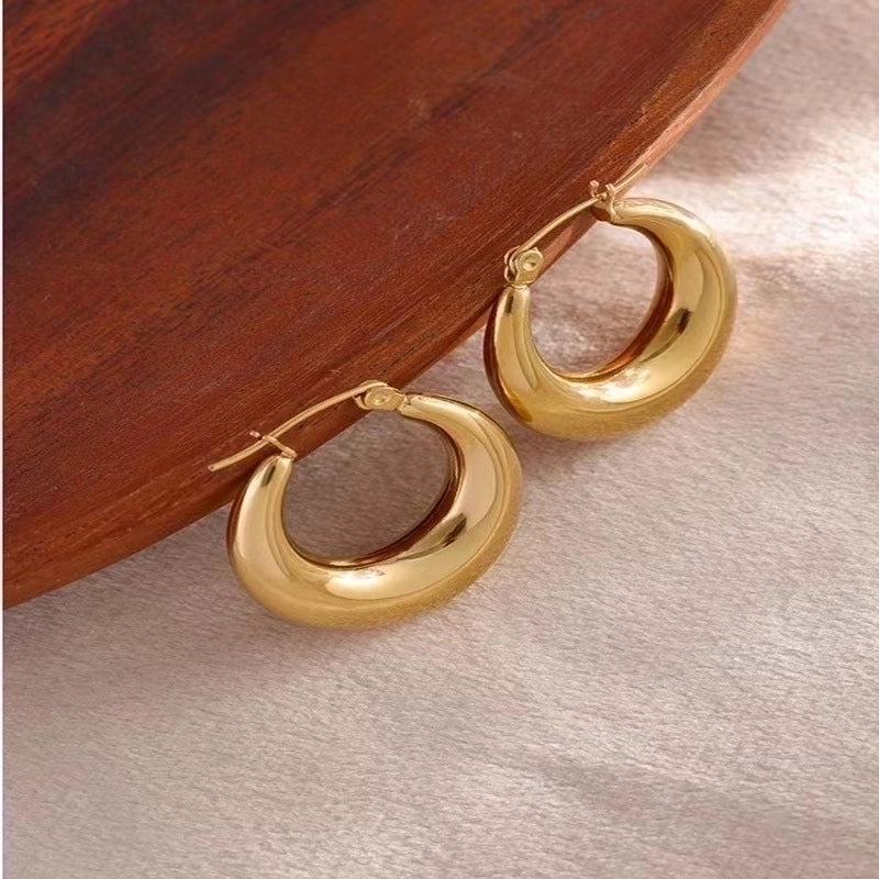Fashion Solid Color Stainless Steel Plating Earrings 1 Pair