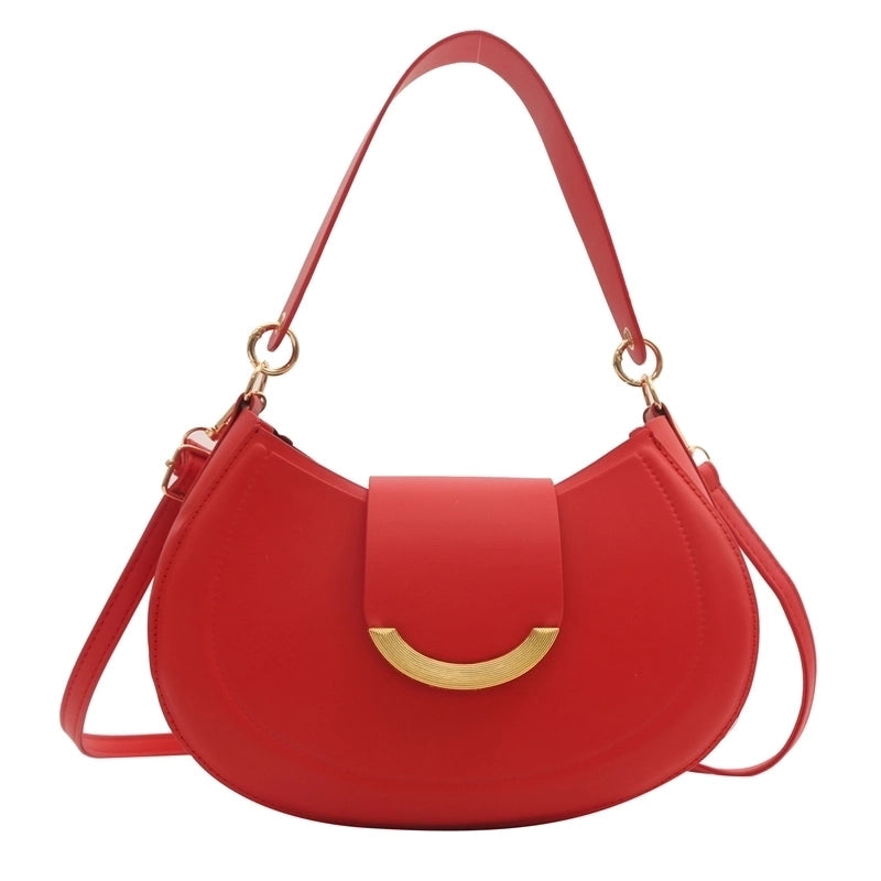 Women's Pu Leather Solid Color Vintage Style Classic Style Semicircle Buckle Shoulder Bag